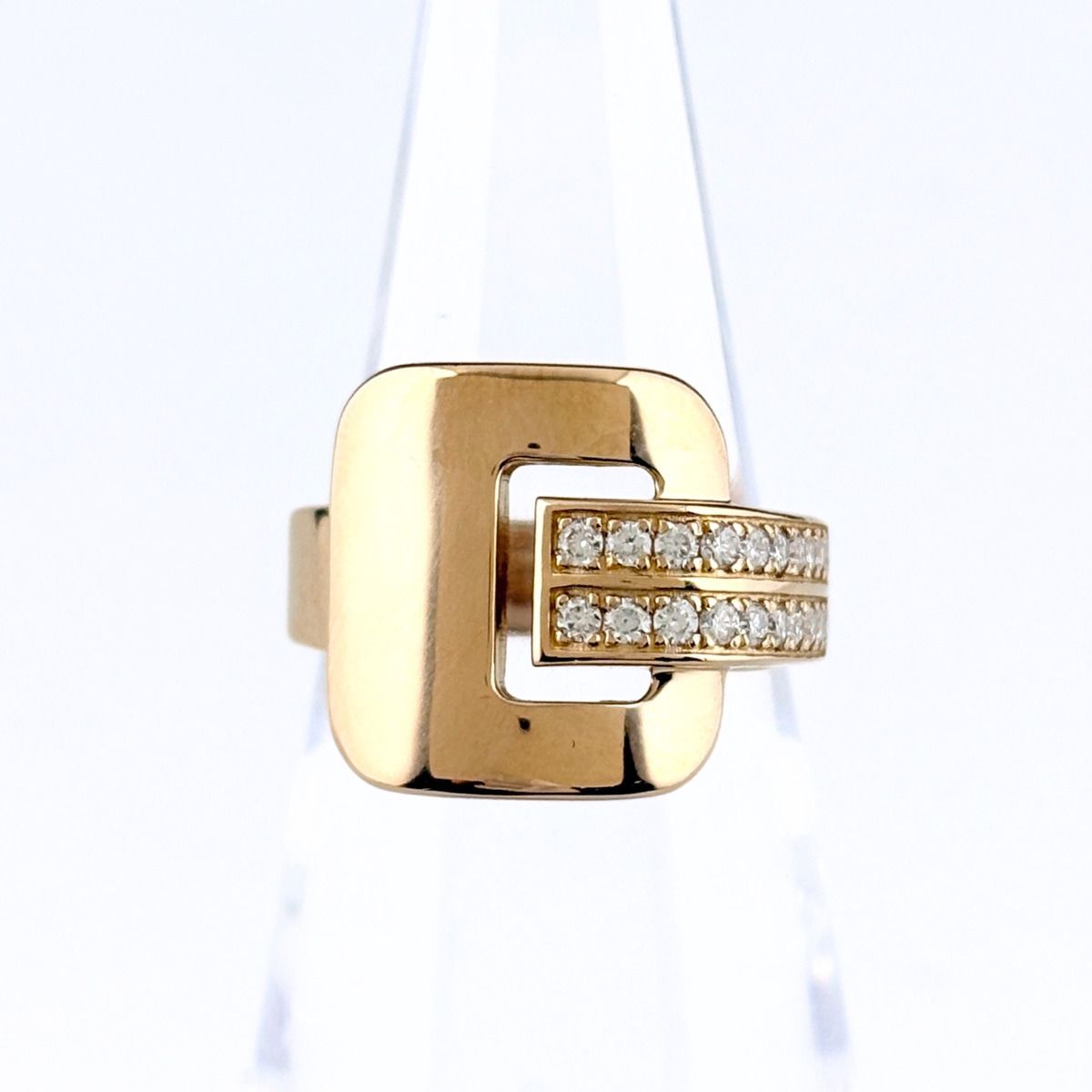 メレダイヤ デザインリング PG ピンクゴールド 指輪 リング 8.5号 K18 ダイヤモンド レディース 【中古】