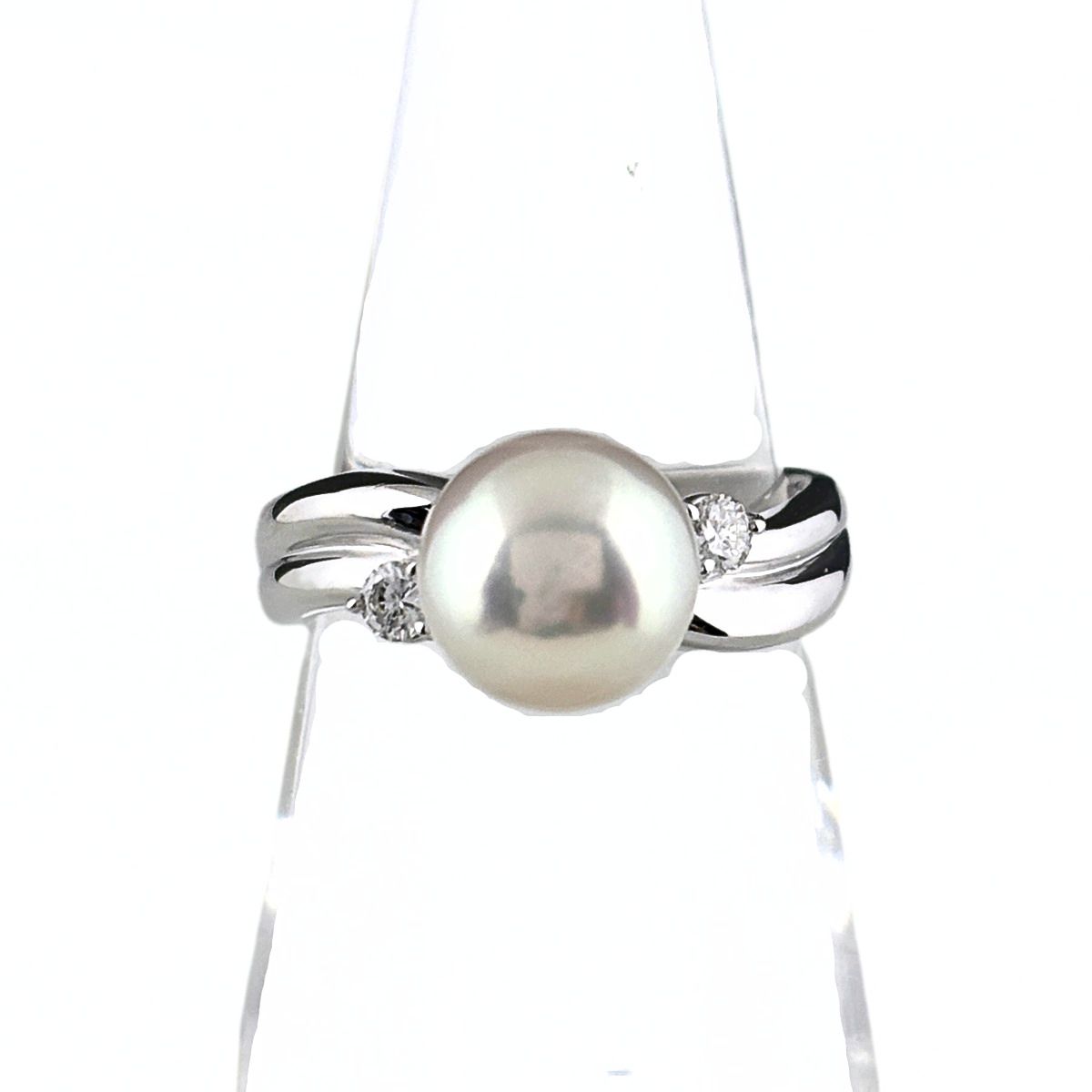 タサキ TASAKI パール リング プラチナ 指輪 メレダイヤ 真珠 リング 11号 Pt900 パール ダイヤモンド レディース 【中古】