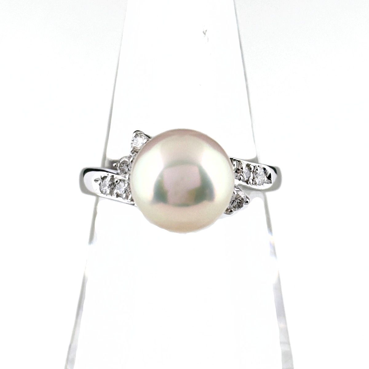 タサキ TASAKI パール リング プラチナ 指輪 メレダイヤ 真珠 リング 12.5号 Pt900 パール ダイヤモンド レディース 【中古】