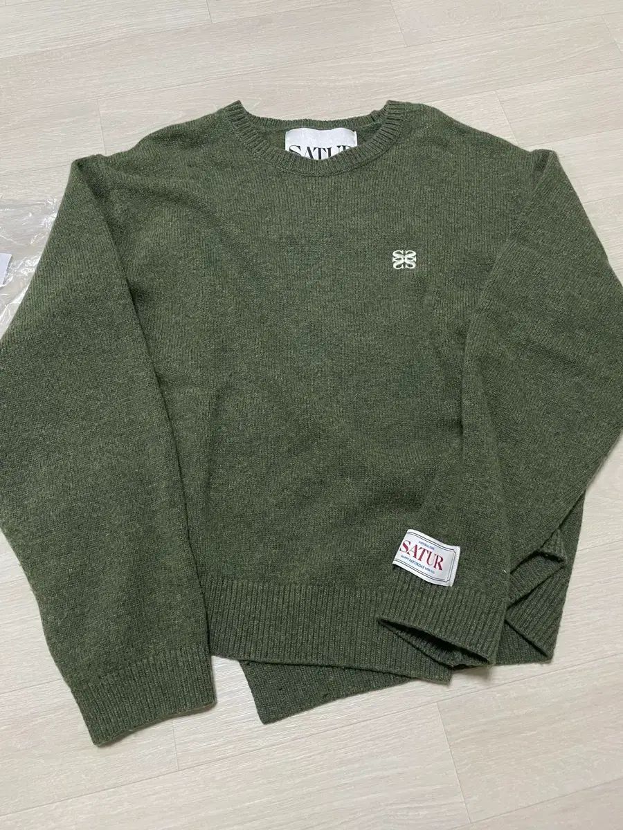 M セター ダブルリン アシンメトリー カシミア ブレンド ニット オリーブ カーキ