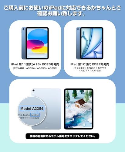iPad A16 第11世代/10世代 キーボード付きケース Bahusuo 日本語配列 磁気吸着 一体型 1300h超長使用時間 超薄型 軽量 bluetooth 5.3 キーボード ワイヤレス 2台のiOSデバイス接続可能 ボタン電池式 b005cec4