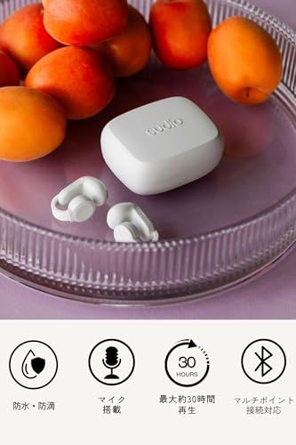 SUDIO (スーディオ) B3 (ホワイト) クリップ型イヤホン イヤーカフ(Bluetooth5.4 / iOS Android 対応/防水) 国内正規品t 6ff6c18e
