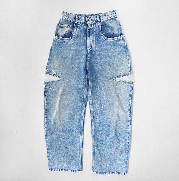 Maison Margiela 1 ◆ サイドカット クラッシュ デニムパンツ インディゴ サイズ38 ワイド ジーンズ Gパン メゾンマルジェラ ◆GG52
