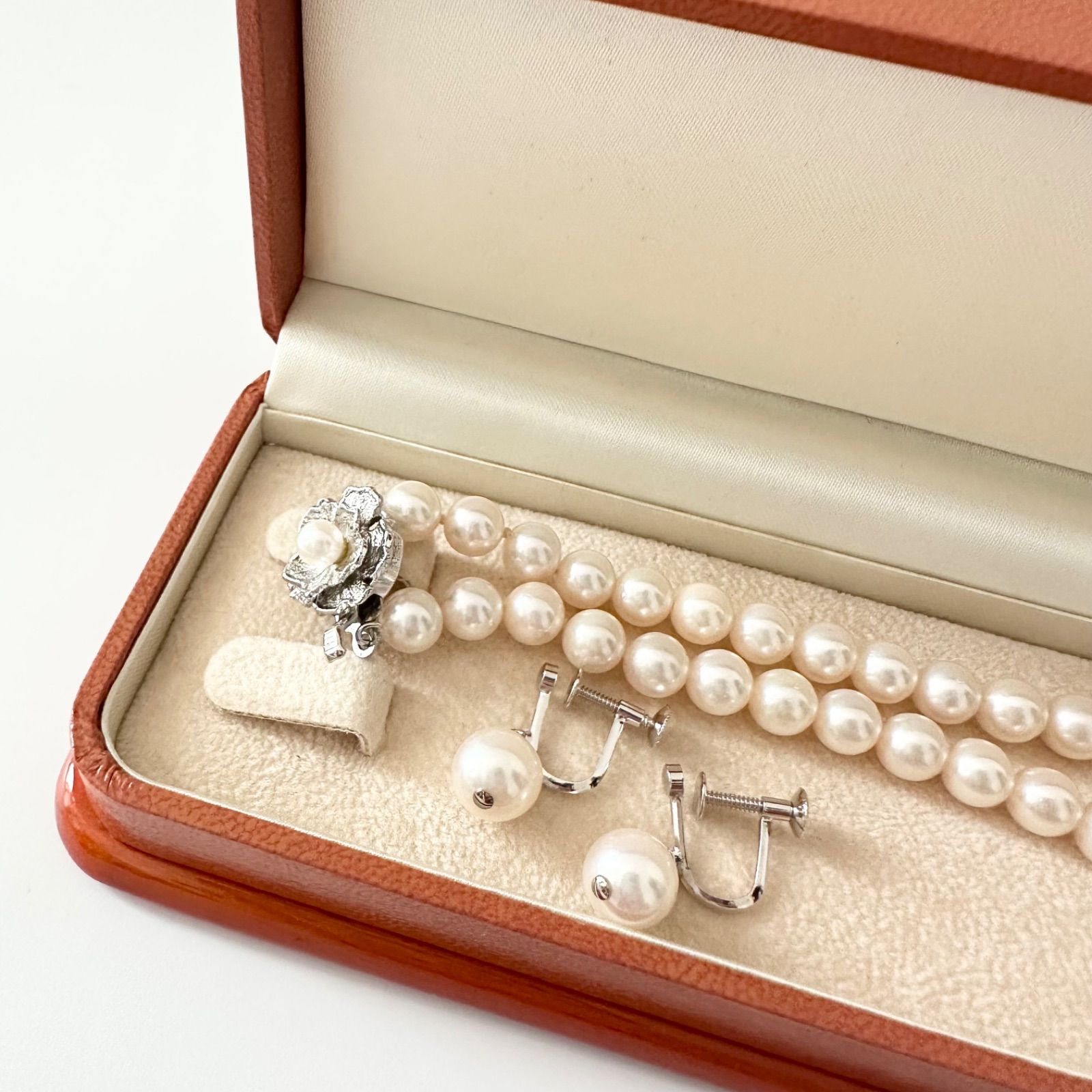 あこや真珠 本真珠 パール ネックレス 7mm イヤリング 8mm セット シルバー金具 フォーマル 冠婚葬祭 6JU049