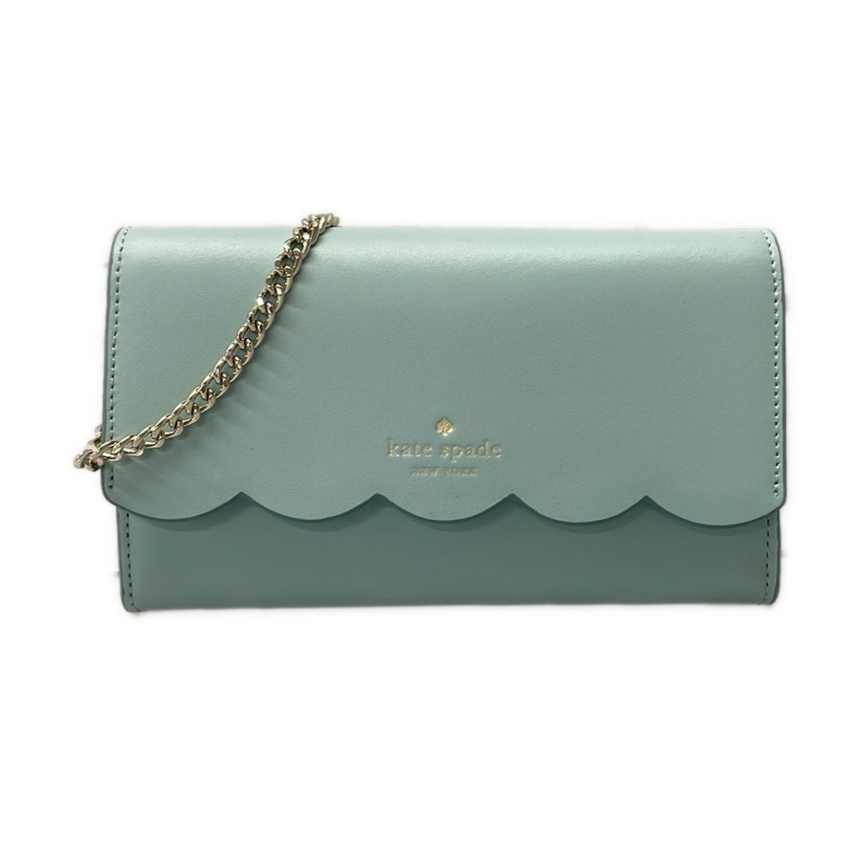 Kate spade(ケイトスペード) 財布美品 - ライトブルー チェーンウォレット レザー