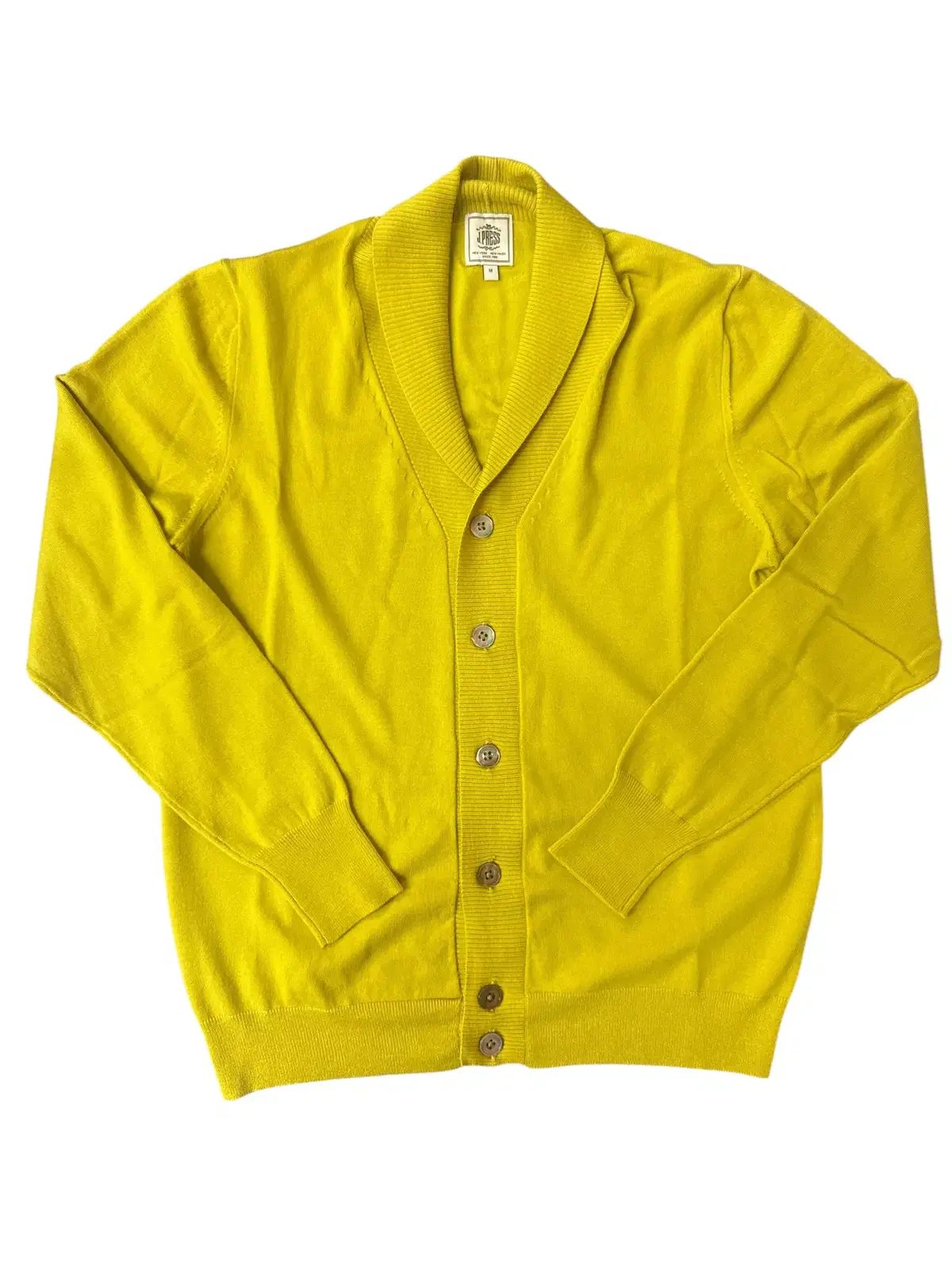 J.PRESS(Jプレス) 옐로우 ウール ショールカラー ニットカーディガン M