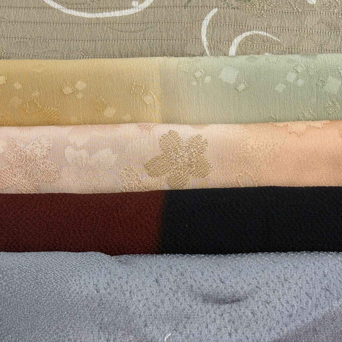 帯揚げ 優品 帯揚げ5枚セット 黒 正絹 和装小物 【中古】