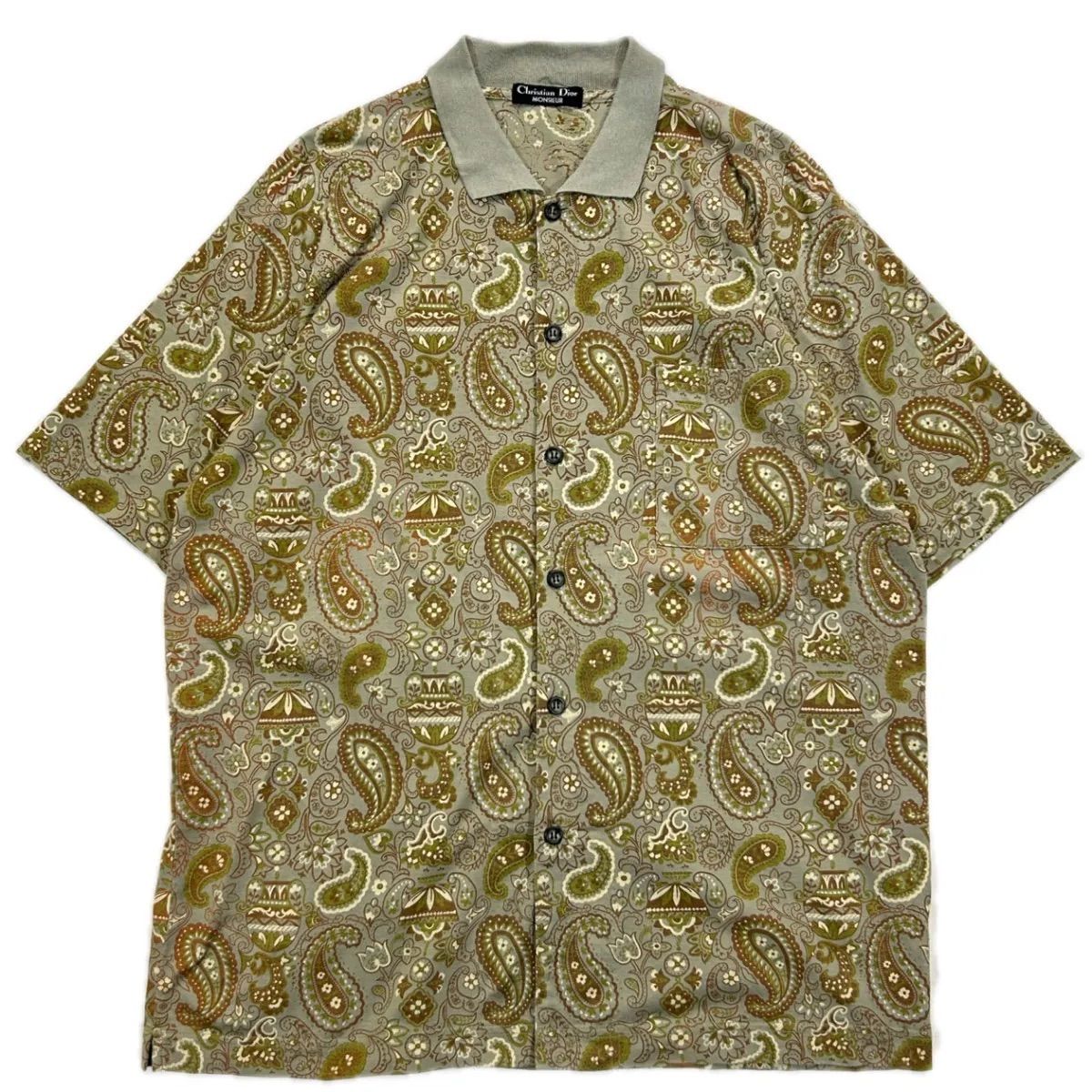 90s Christian Dior MONSIEUR Paisley Cotton Jersey Polo Shirt
