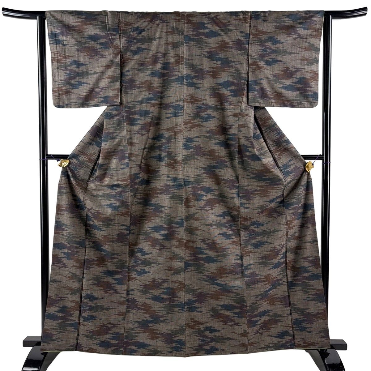 【美品】 紬 身丈164cm 裄丈63.5cm S 袷 霞 焦茶色 正絹 秀品 【中古】