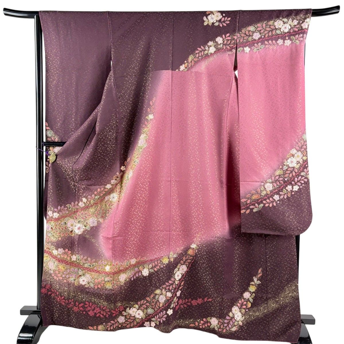 【美品】 振袖 身丈166cm 裄丈66.5cm M 袷 徳永憲峯 落款 辻が花 金通し 金彩 濃紫 正絹 逸品 【中古】 30,420円