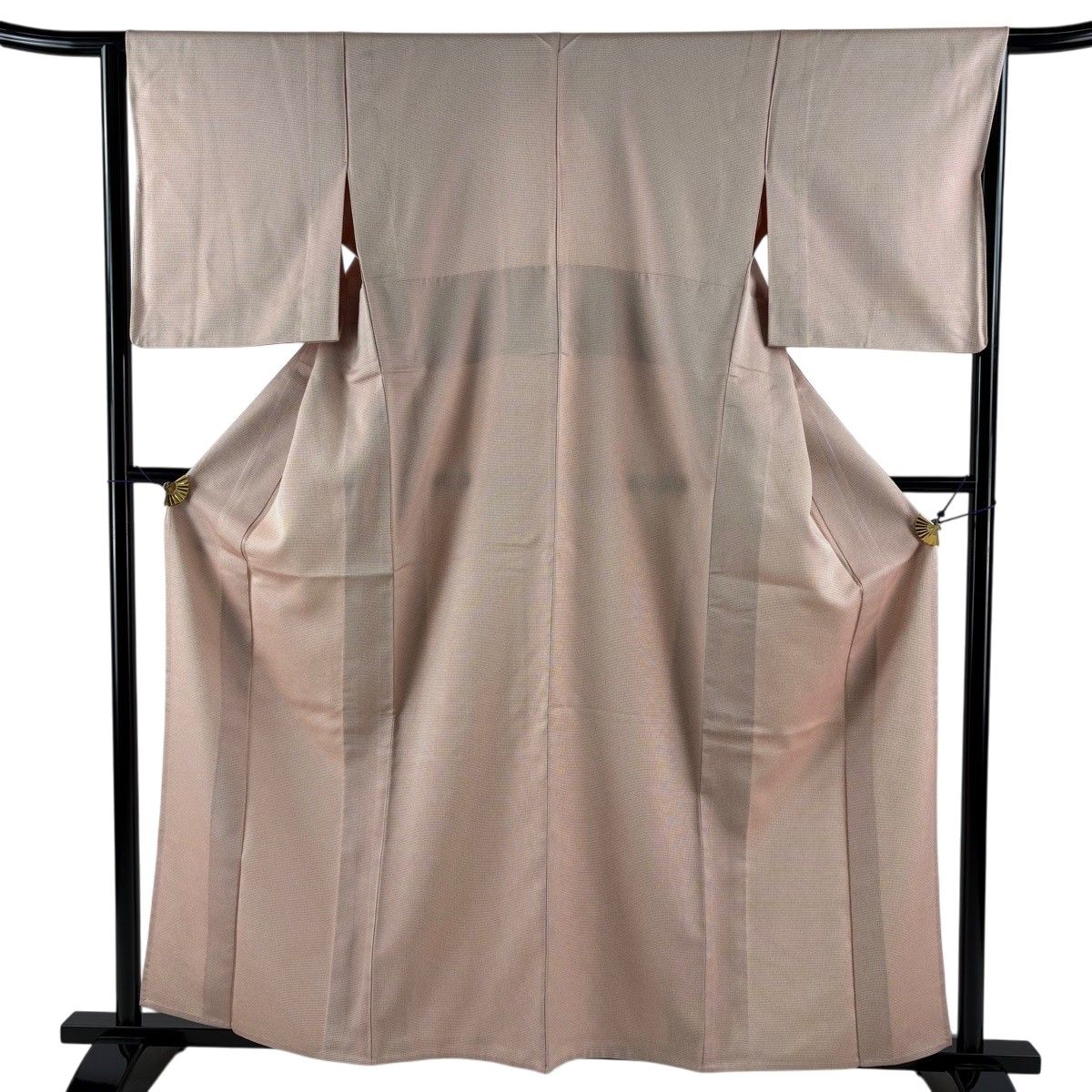 お召 身丈160cm 裄丈64.5cm M 単衣 幾何学模様 茜色 正絹 逸品 【中古】