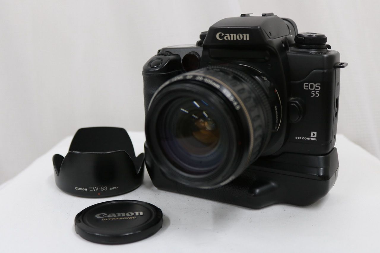 【返品保証】 キャノン Canon EOS 55 EF 28-105mm F3.5-4.5 BATTERY PACK BP-50付き ボディレンズセット e13983