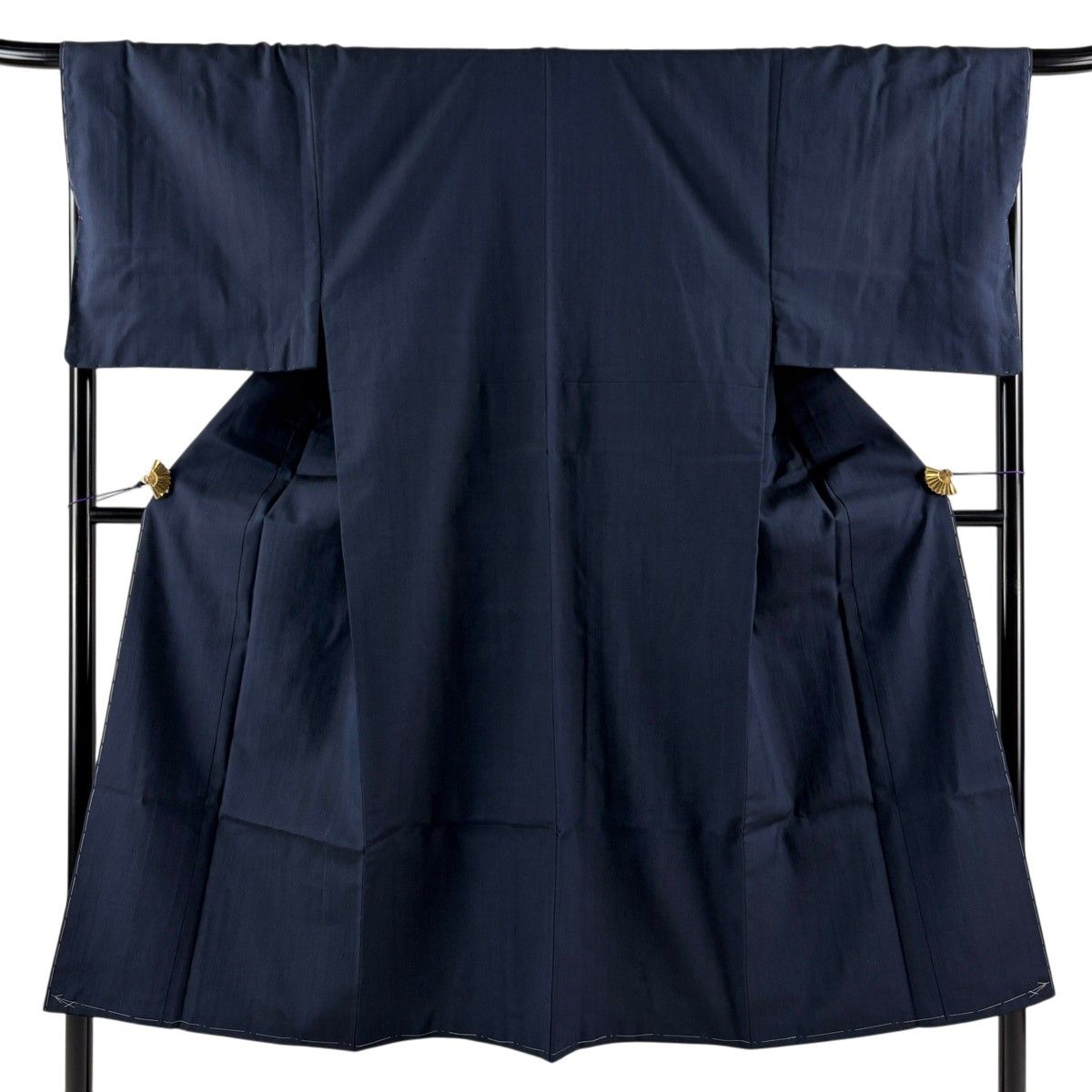 【美品】 男着物 身丈145cm 裄丈68.5cm L 袷 紺色 正絹 秀品 【中古】
