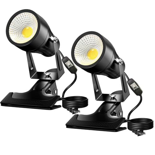 クリップライト 小型 防雨 防水型 10W 60W形相当 中間スイッチ付き コード長3m ledスポットライト 商品看板の照明 店頭看板 店舗野外照明 アーム ピッコロライト ガレージランプ 屋内・屋外用 (電球色2個入)t 4f85037a