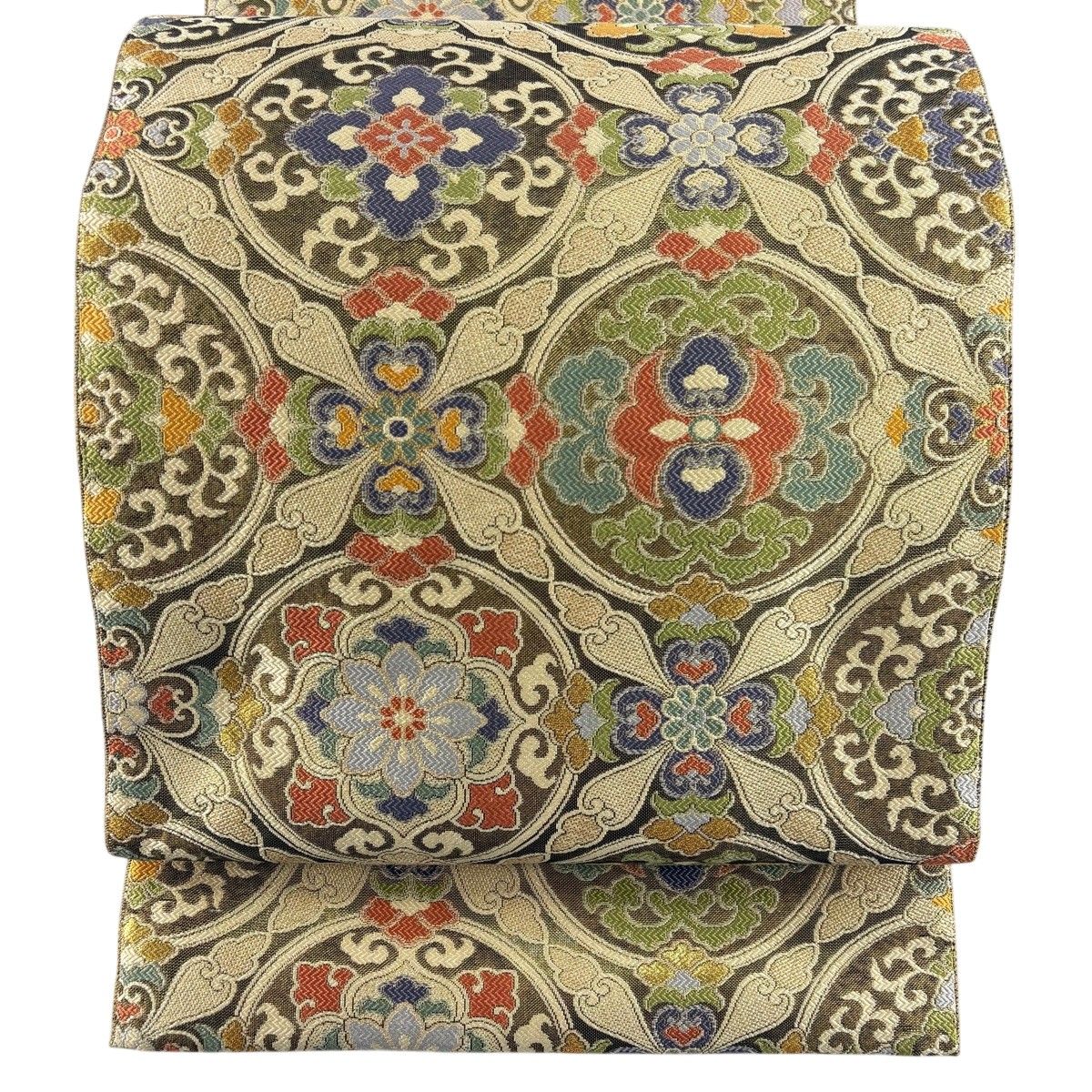 【美品】 袋帯 名品 振袖向き 李朝華文 花菱 箔 金色 全通 正絹 【中古】 12,324円