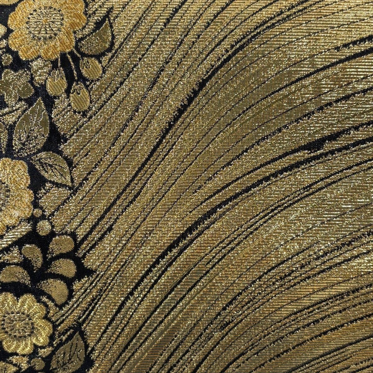 美品】 袋帯 秀品 振袖向き 辻が花柄 桜 箔 金糸 金色 全通 正絹 