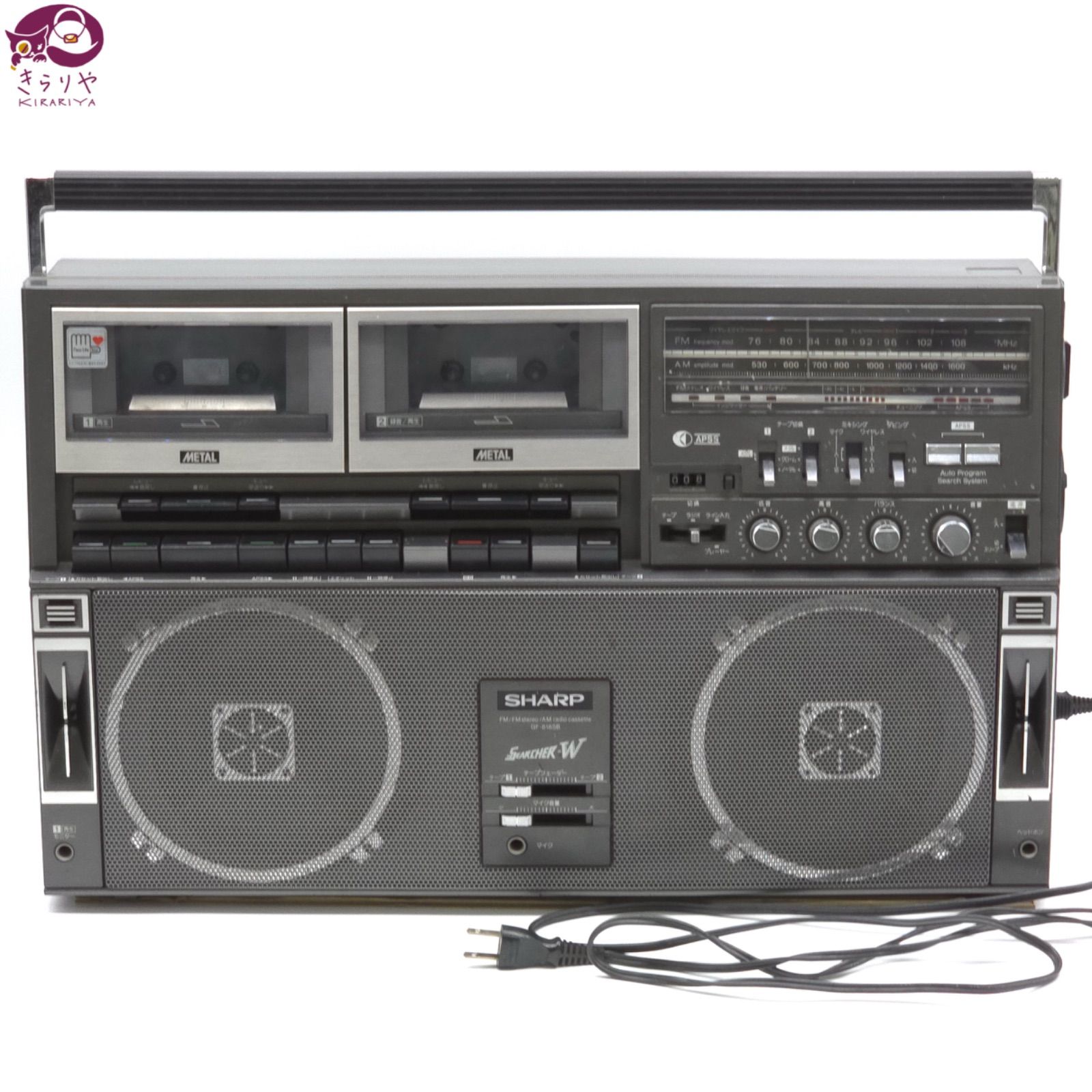 SHARP シャープ GF-818SB SEARCHER-W Wカセット ラジカセ 電源OK FM AM 通常動作 カセット 一部動作確認済 レトロ家電 オーディオ