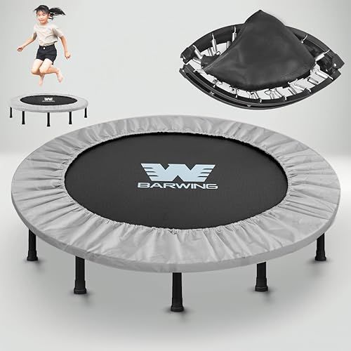 BARWING(バーウィング) 新モデル登場 トランポリン 8本脚 静音 耐荷重150kg 子供用 大人用 クリスマス 子供 ダイエット クッション 折りたたみ 大きい折り畳み おりたたみ カバー トレーニング (9.ハンドルあり BIGモデル ミルキーベJu