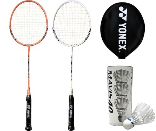 [ヨネックス]YONEX バドミントンセット シャトル付 バドミントンラケット2本セット B4000 (シャトル：ホワイト3個入り) ガット張り上がり品Ju