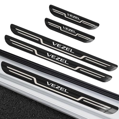 ヴェゼル（Vezel）車用 サイドステップガード＆スカッフプレート｜専用 ドア傷防止プロテクター・ドアシルトリムストリップ｜304ステンレス材採用 衝突回避アップグレード｜スタイリッシュ＆エレガント 傷隠し・衝撃保護 4つセット ブラックas d7631772
