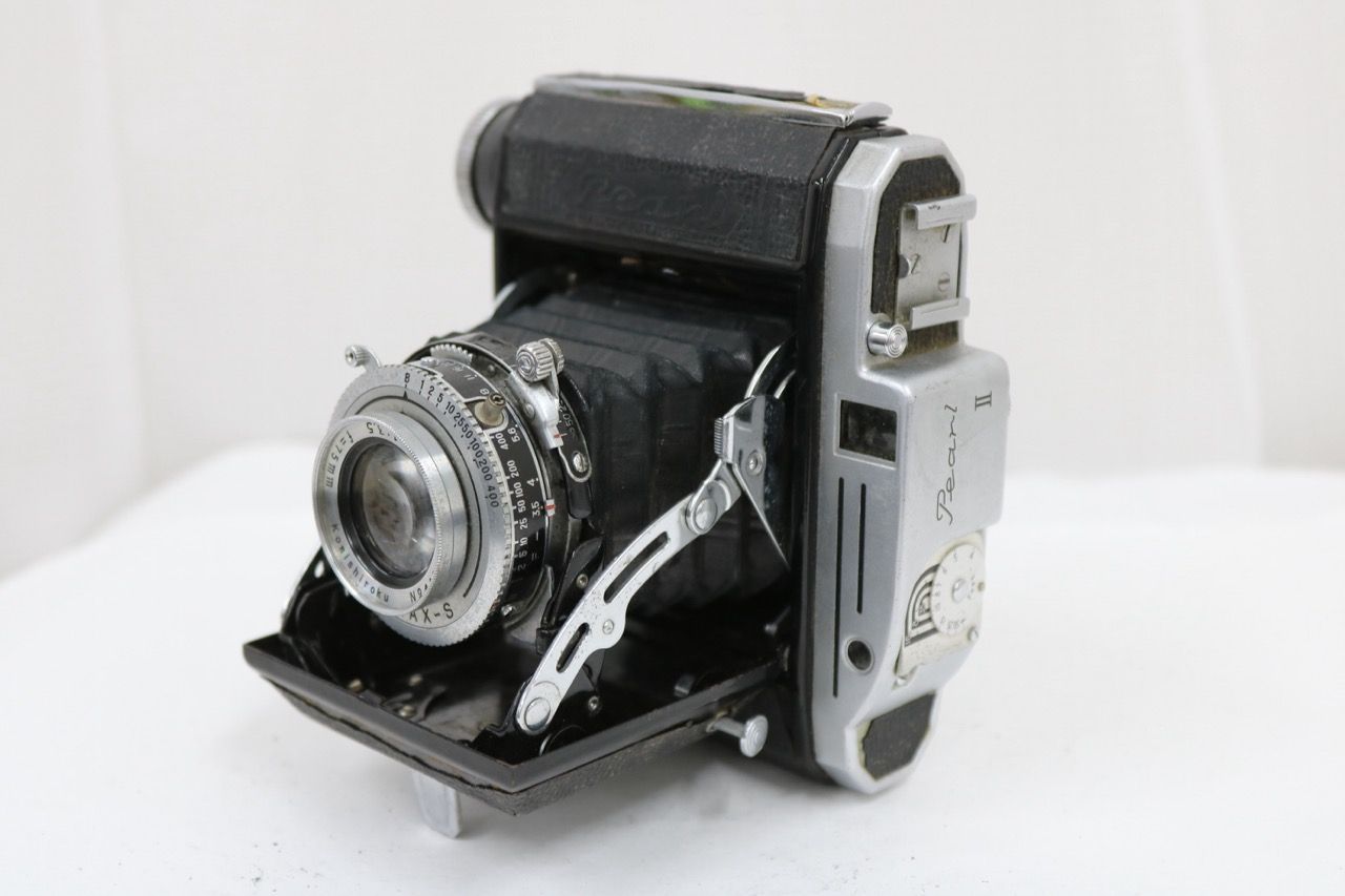 【訳あり品】 パール Pearl II Hexar 75mm F3.5 蛇腹カメラ e14010