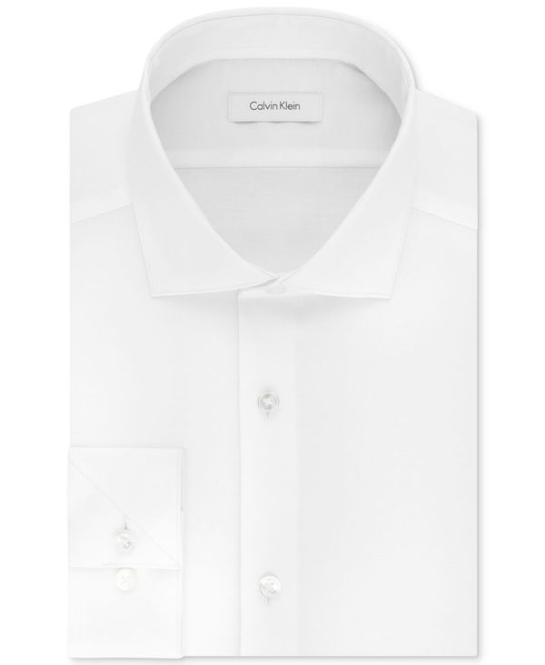 カルバンクライン メンズ トップス シャツ Calvin Klein Mens SlimFit NonIron Stretch Performance Dress Shirt White ホワイト
