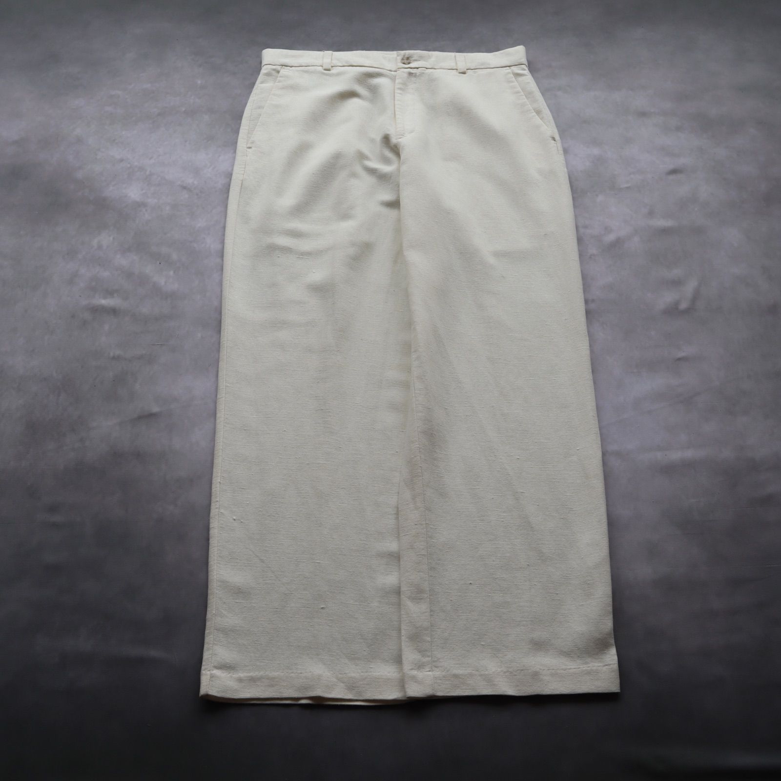 00s DOCKERS PREMIUM リネン混 スラックス ナチュラル W33 ワイド アメカジ シティー スケーター