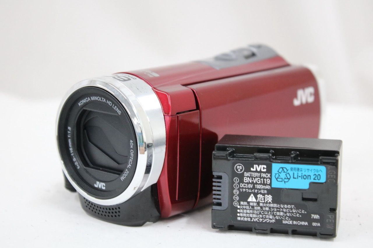 【値下】JVC Everio GZ-E235-R ビデオカメラ 返品保証】 JVC Everio GZ-E235-R 60x レッド バッテリー付き デジタル