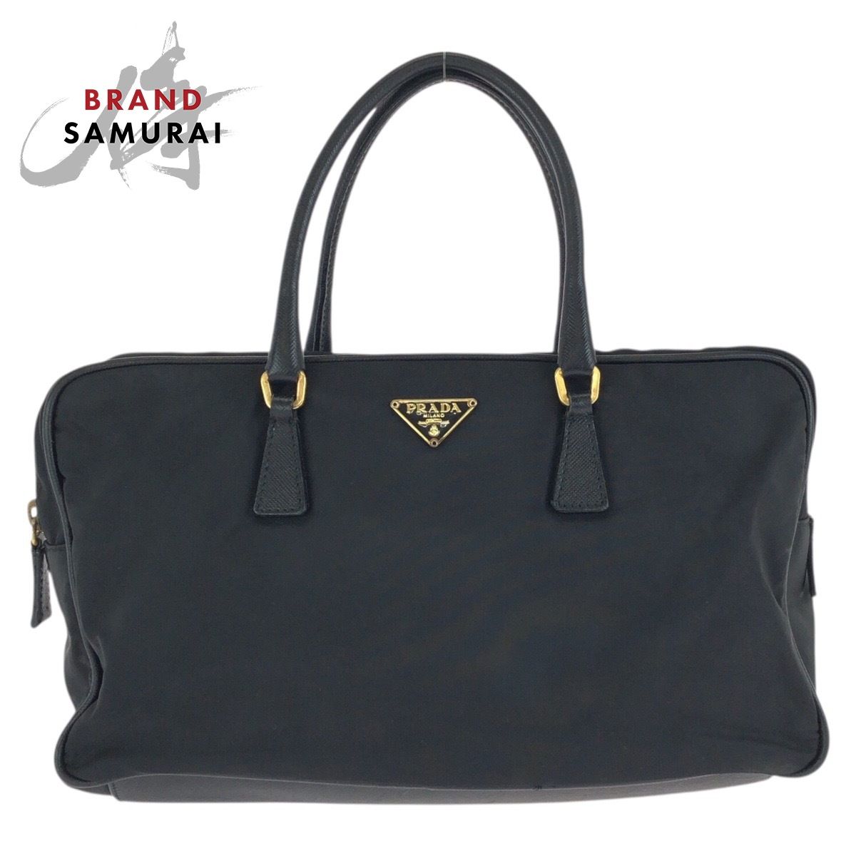 美品 PRADA プラダ テスート サフィアーノ 三角ロゴプレート ブラック