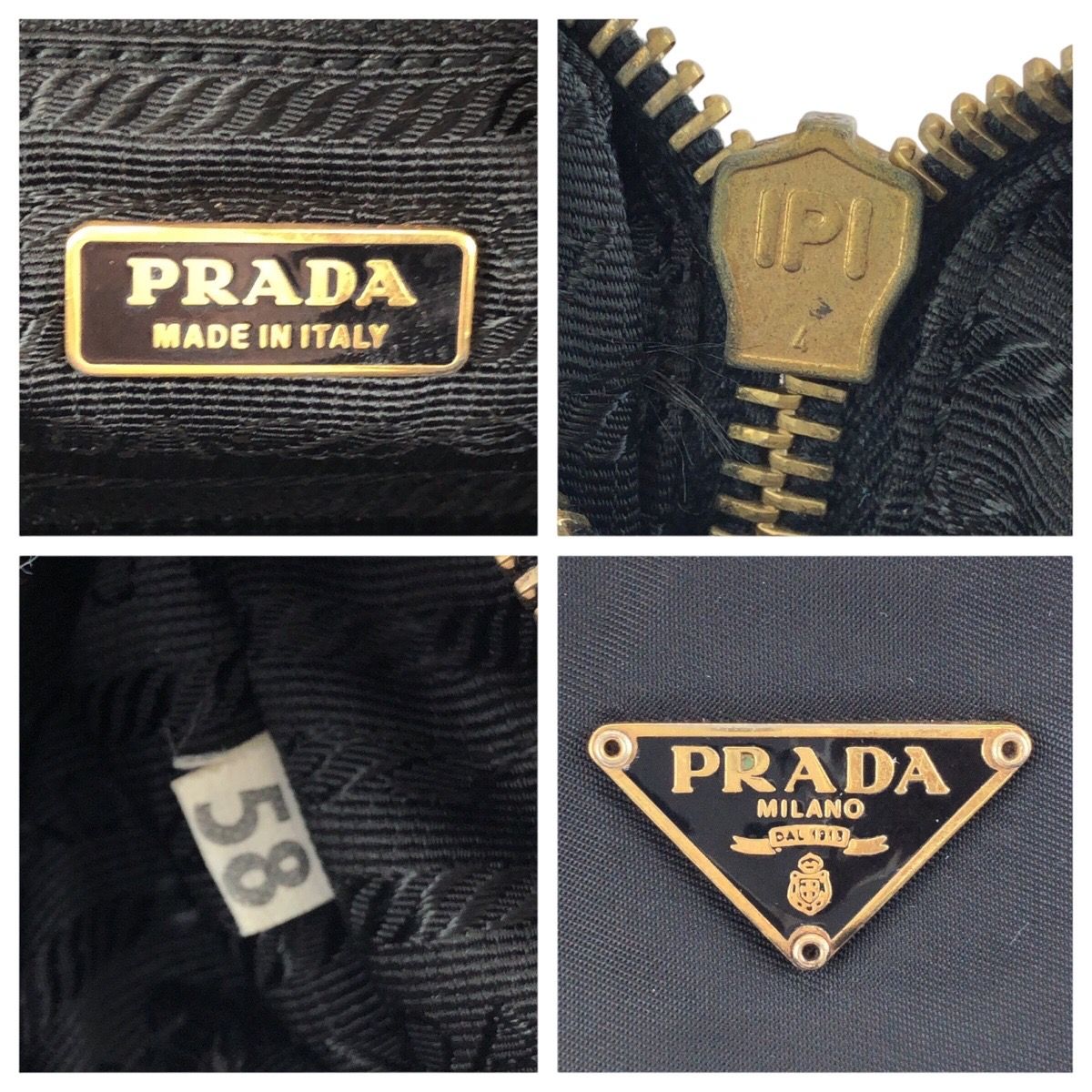 美品 PRADA プラダ テスート サフィアーノ 三角ロゴプレート ブラック