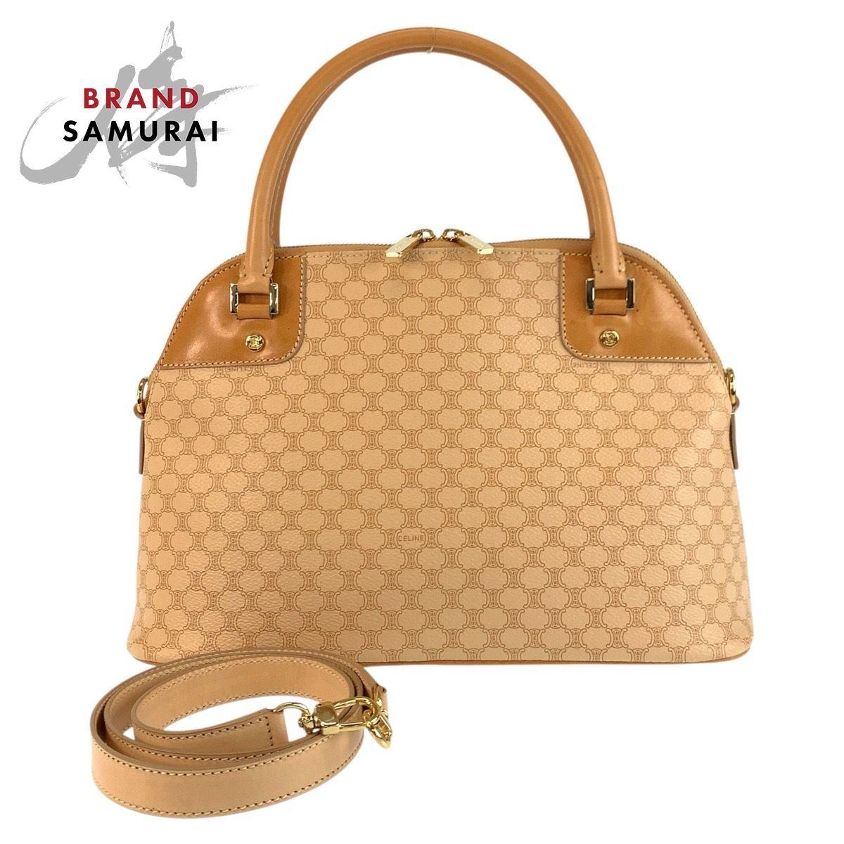 美品 CELINE セリーヌ ヴィンテージ マカダム ベージュ キャメル CE00 