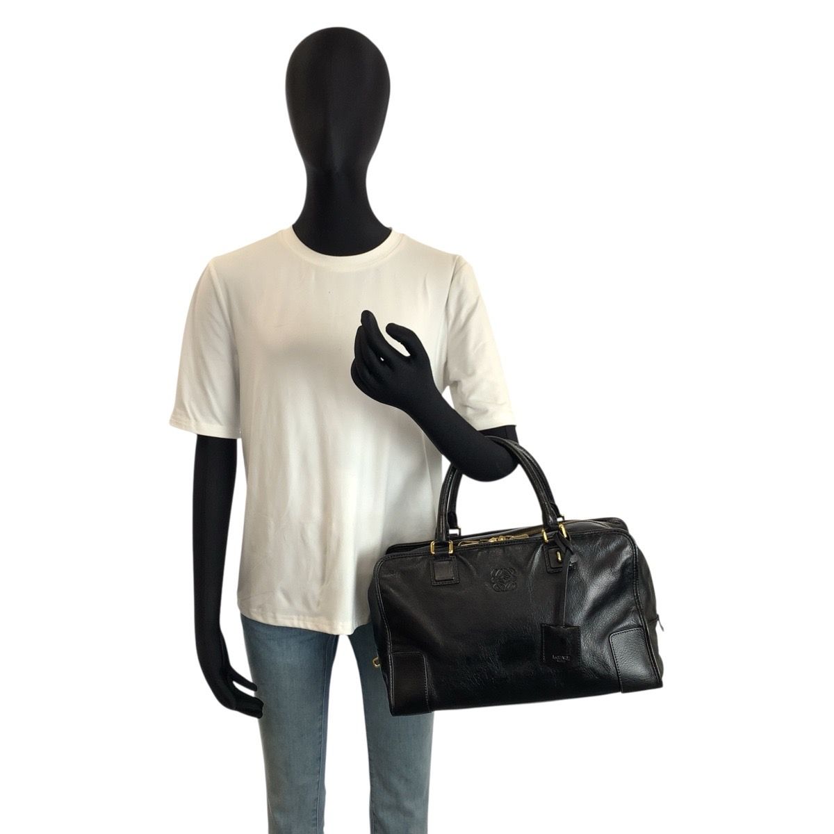 LOEWE ロエベ アマソナ36 ブラック 黒 ゴールド金具 レザー 