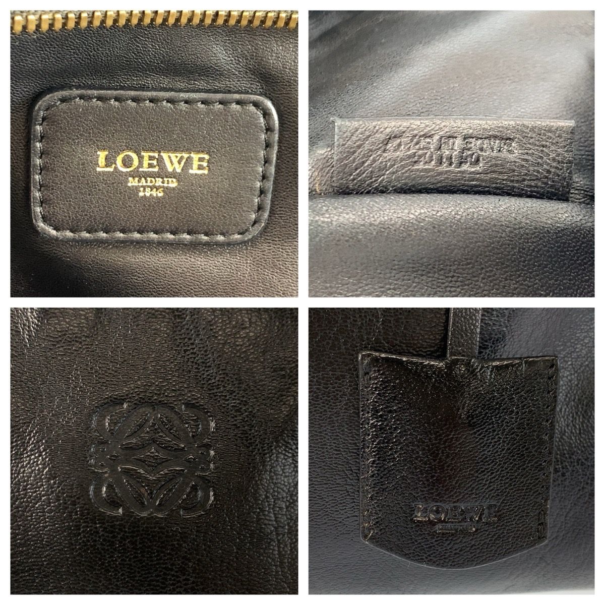 LOEWE ロエベ アマソナ36 ブラック 黒 ゴールド金具 レザー 