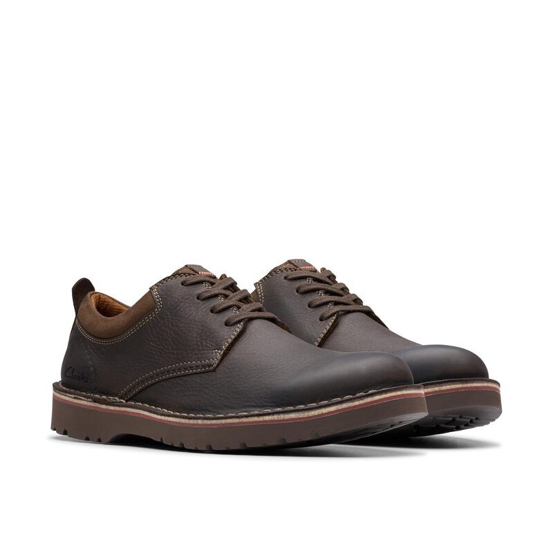 クラークス メンズ シューズ スニーカー Clarks Eastridge Low Dark Brown Leat ブラウン
