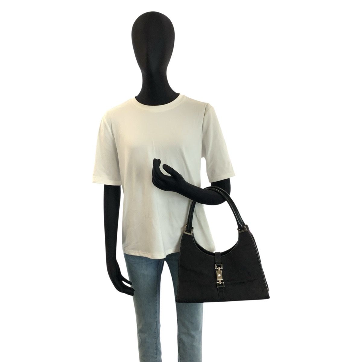 GUCCI グッチ ジャッキー ブラック 黒 シルバー金具 GGキャンバス
