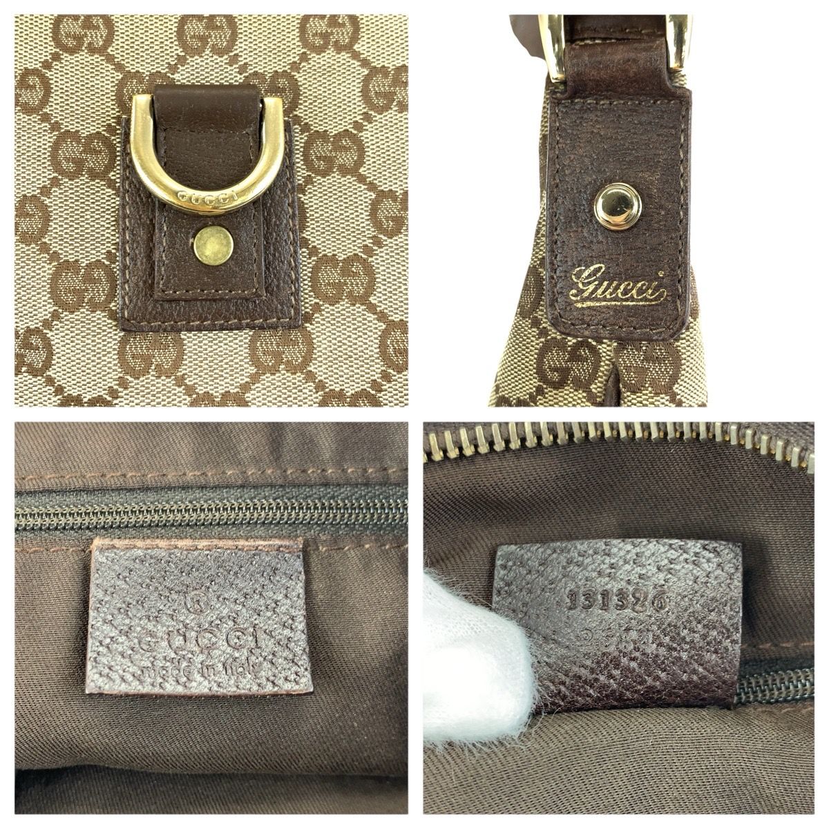 【GUCCI】メッセンジャーバッグ　ゴールド金具　レザー　ダークブラウン　A4 美品 GUCCI グッチ アビー ブラウン ベージュ ゴールド金具 131326