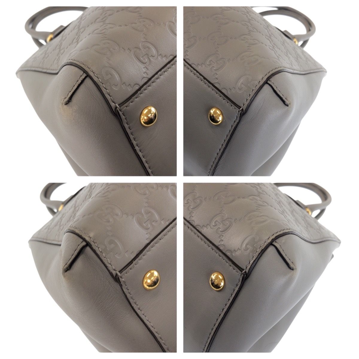 GUCCI グッチ グッチシマ グレー ゴールド金具 レザー 453704 トート