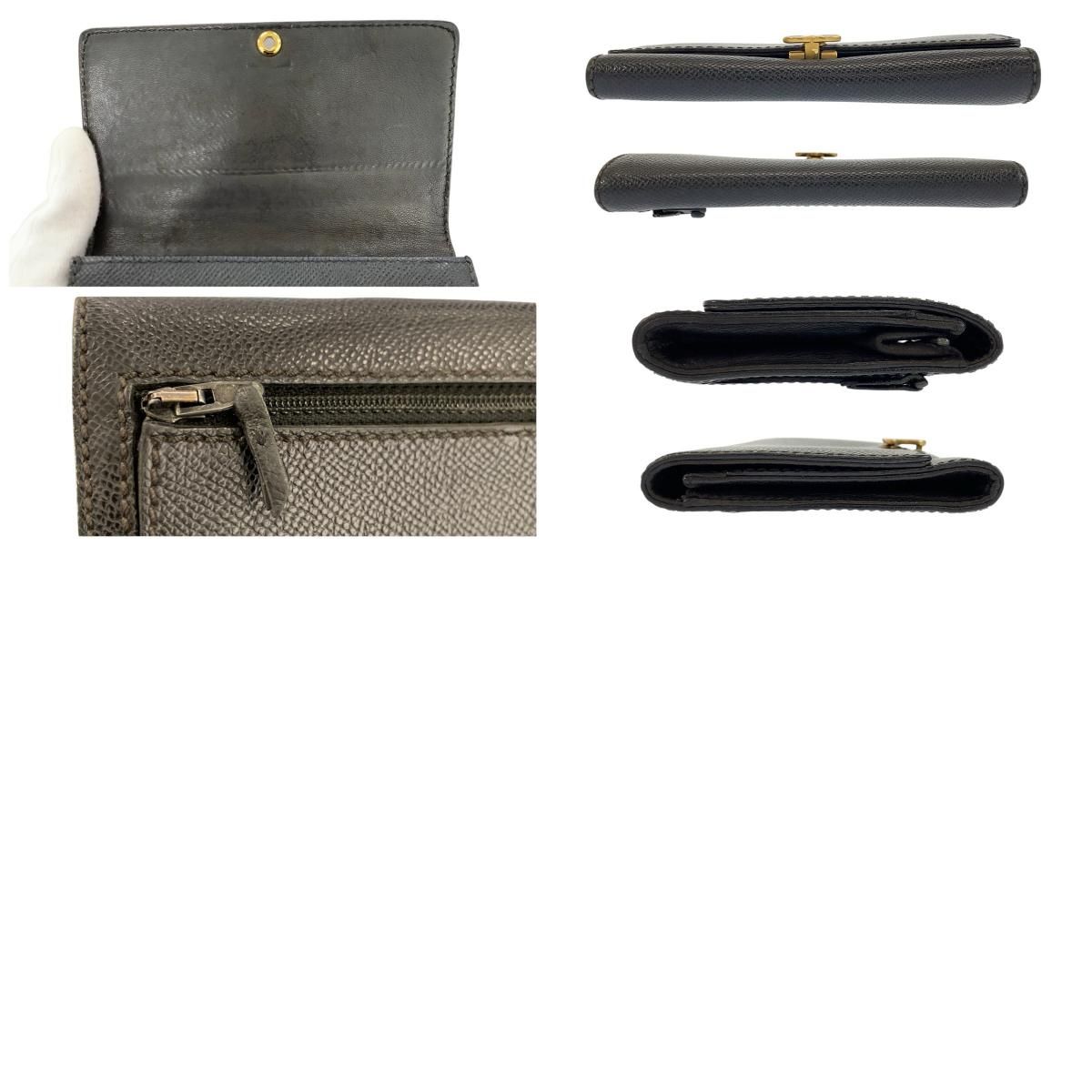 美品 CHANEL シャネル ココマーク ブラック 黒 ゴールド金具 レザー 折