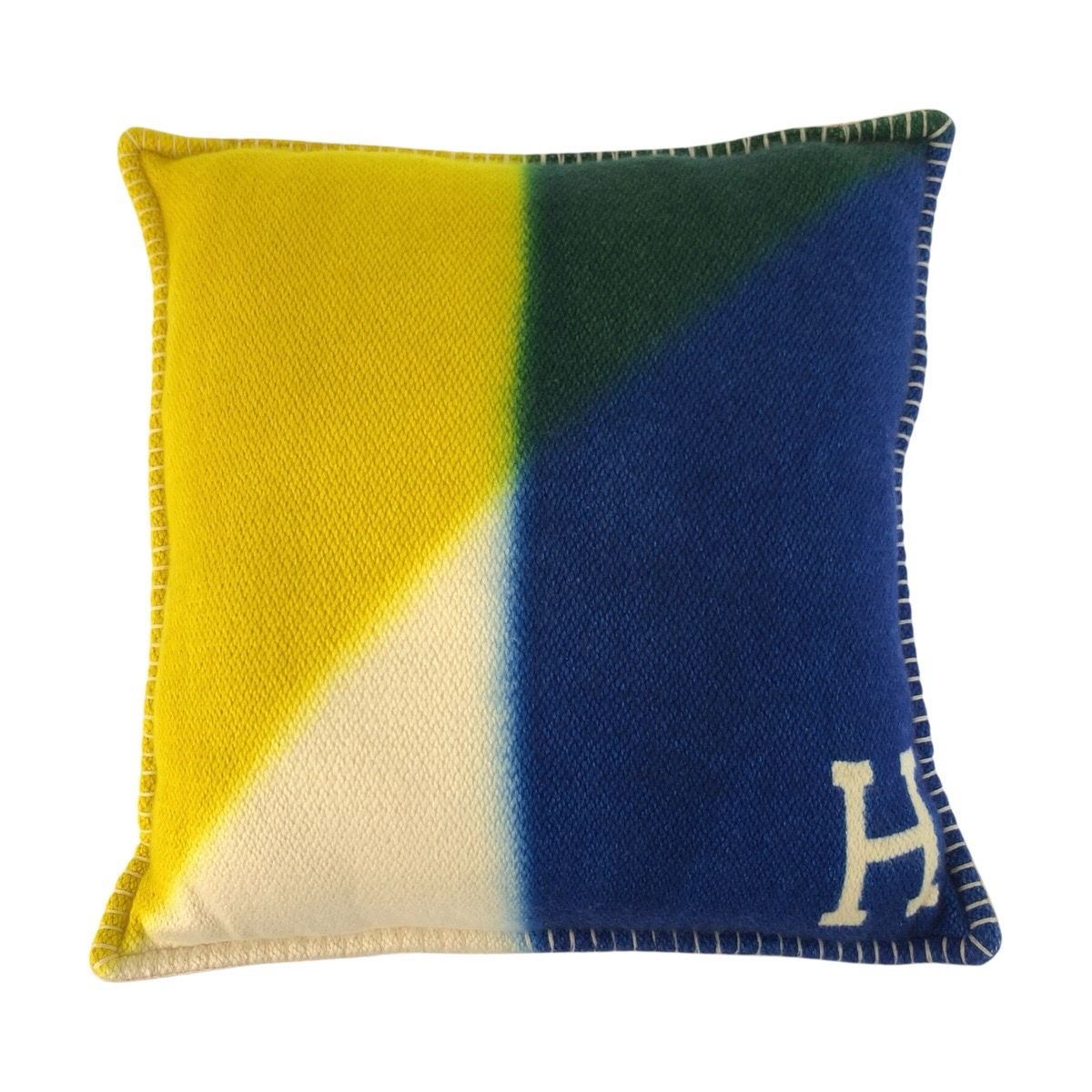 【美品】HERMES エルメス H ピタゴラス カシミア100％ 美品 HERMES エルメス Hピタゴラス マルチカラー ブルー イエロー