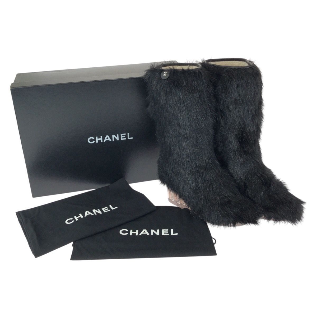 超美品 CHANEL シャネル ファンタジー ファー サイズ表記37/23.5~24.0