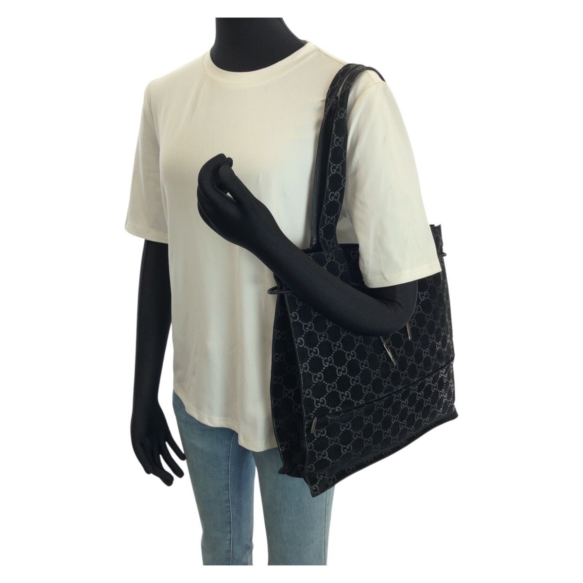 美品 GUCCI グッチ ヴィンテージ GG柄 ブラック 黒 シルバー金具