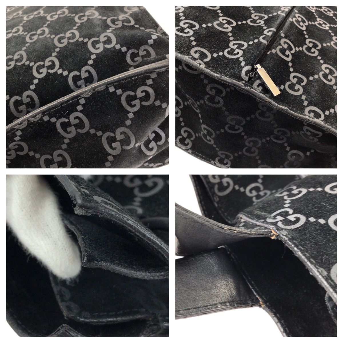 美品 GUCCI グッチ ヴィンテージ GG柄 ブラック 黒 シルバー金具