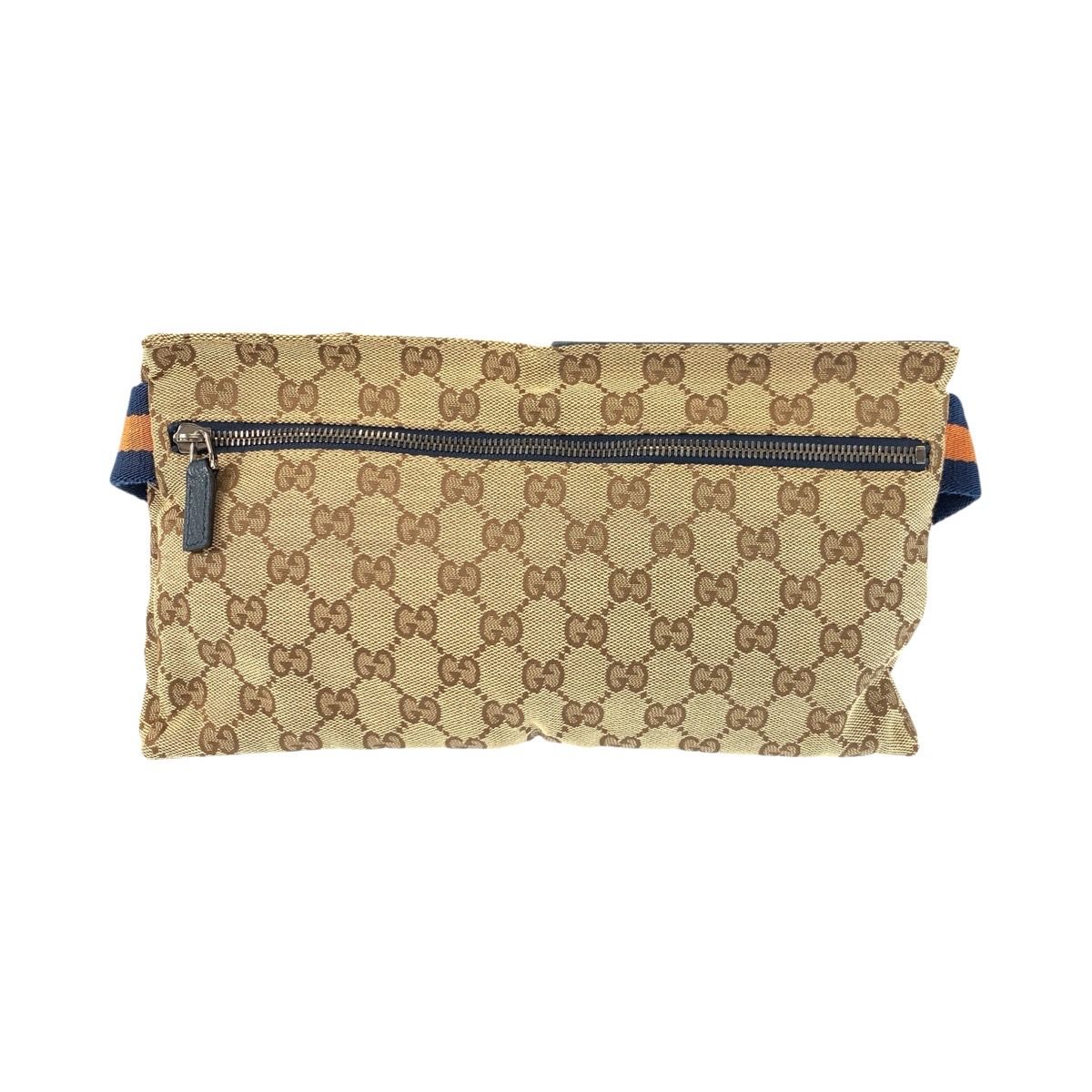 美品 GUCCI グッチ シェリーライン ブラウン ブルー シルバー金具 GG