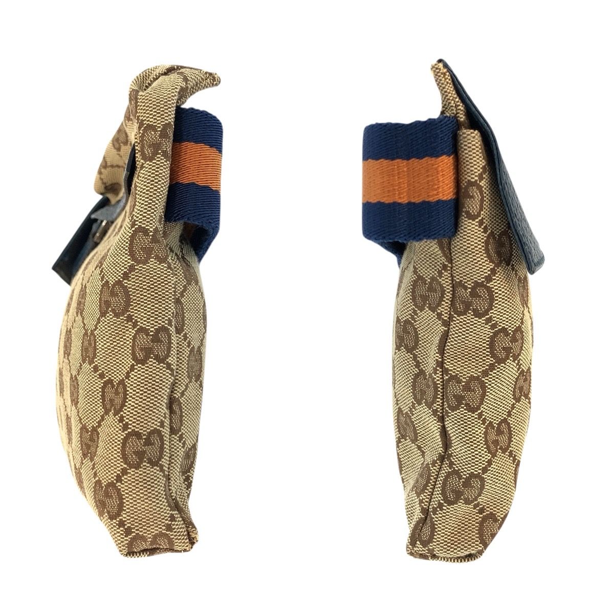 美品 GUCCI グッチ シェリーライン ブラウン ブルー シルバー金具 GG