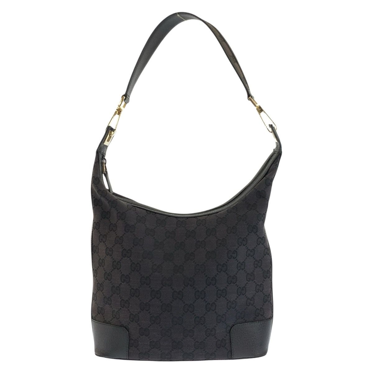 美品 GUCCI グッチ ブラック 黒 ゴールド金具 GGキャンバス/レザー 美品 GUCCI グッチ ブラック 黒 ゴールド金具 GGキャンバス/レザー