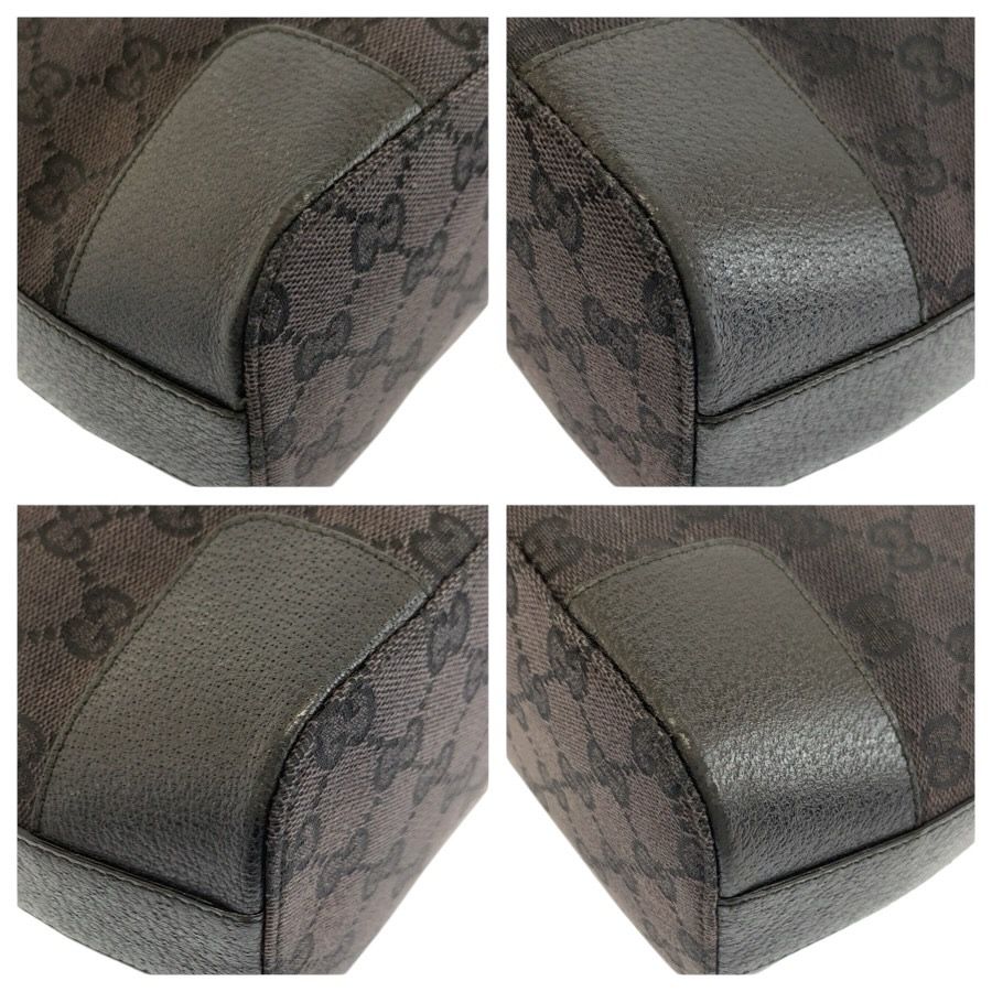 GUCCI ブラックショルダーバッグ 美品 GUCCI グッチ ブラック 黒 ゴールド金具 GGキャンバス/レザー