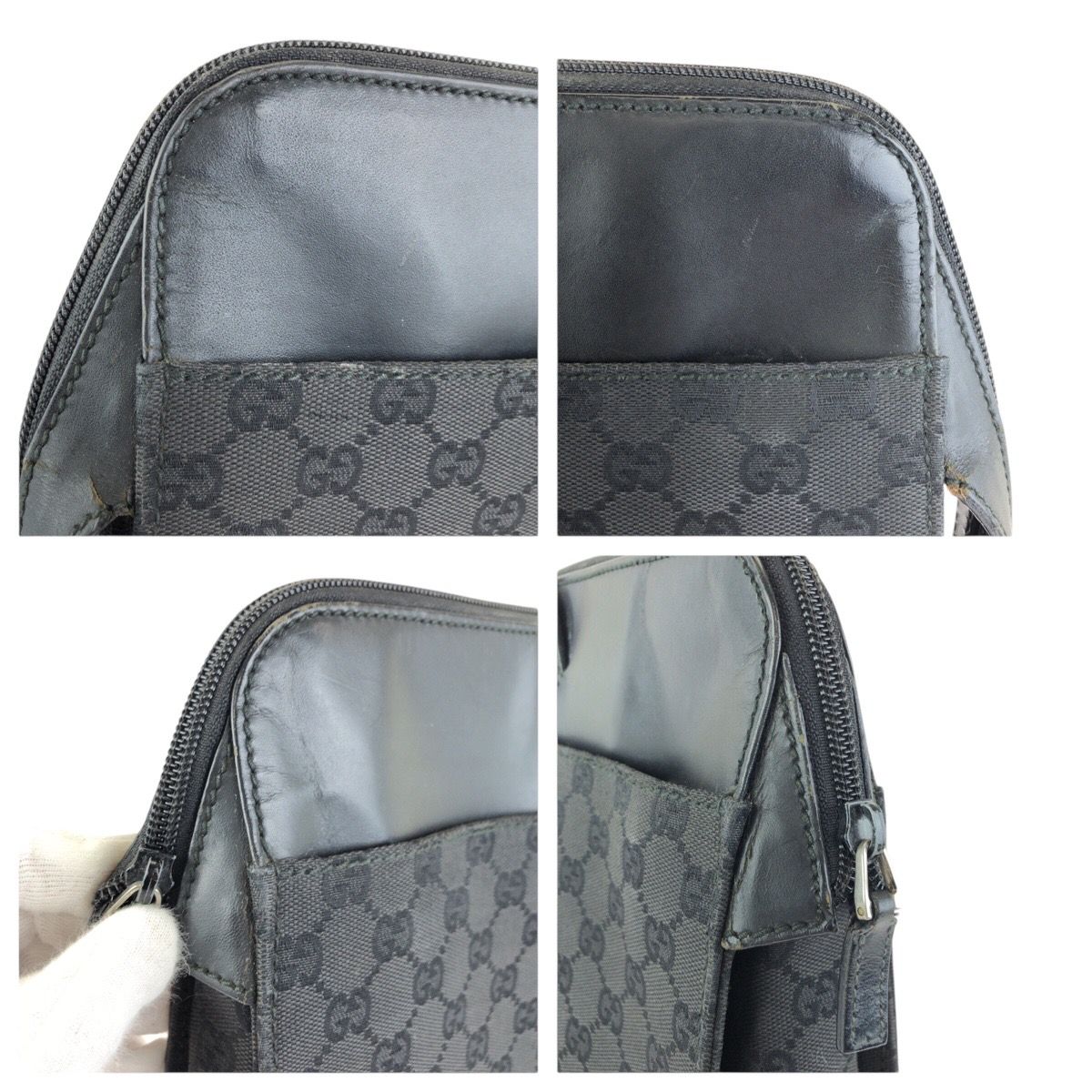 GUCCI グッチ ブラック 黒 シルバー金具 GGキャンバス/レザー 03011