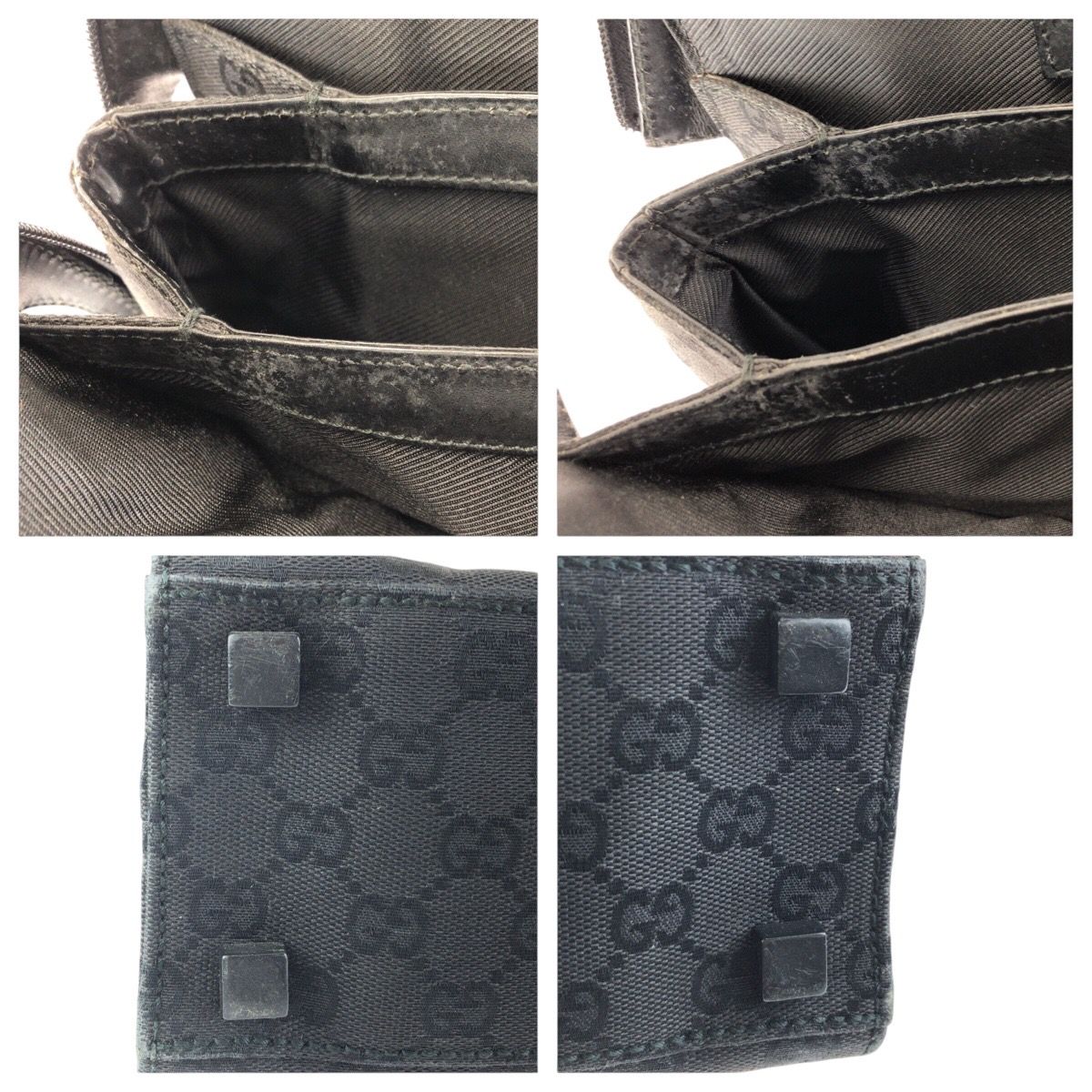 GUCCI グッチ ブラック 黒 シルバー金具 GGキャンバス/レザー 03011
