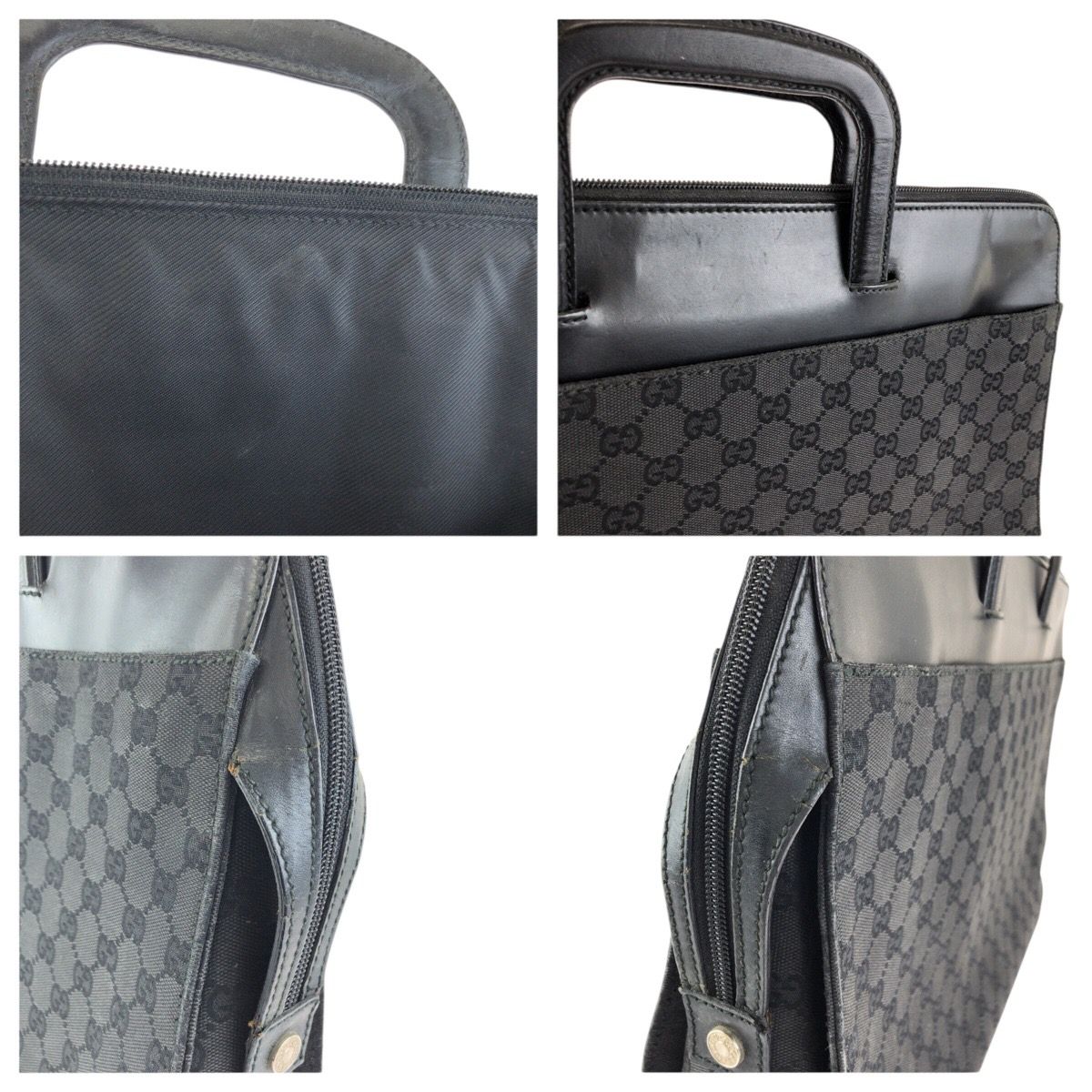 GUCCI グッチ ブラック 黒 シルバー金具 GGキャンバス/レザー 03011