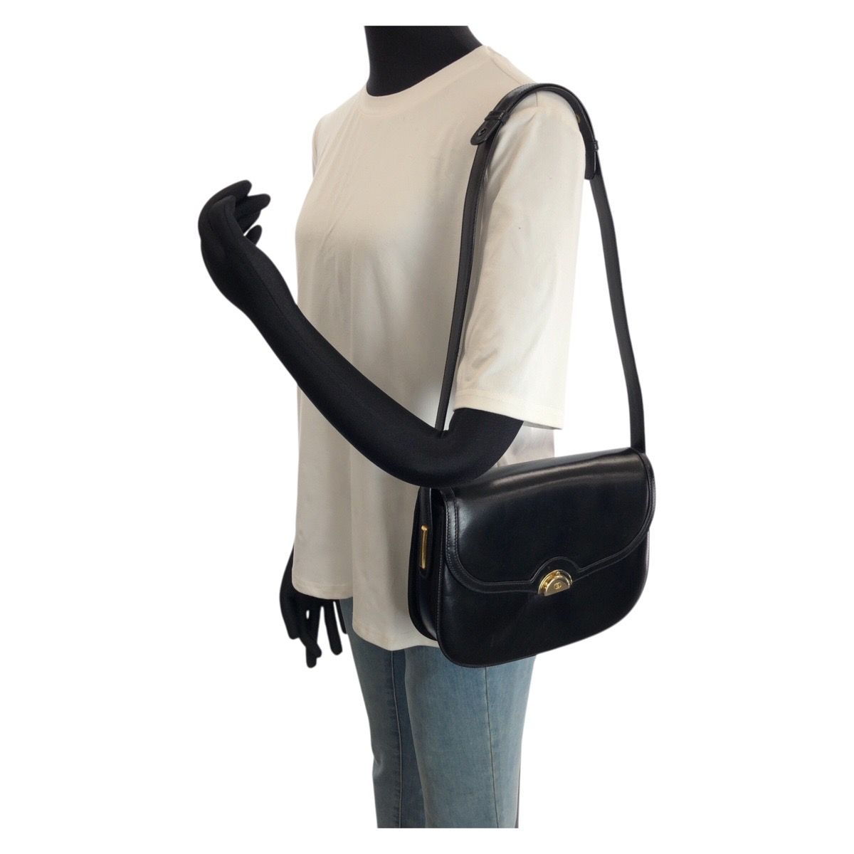 美品 GUCCI グッチ ヴィンテージ オールドグッチ ブラック 黒 ゴールド